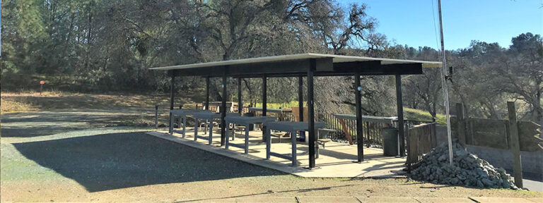 Covered shooting benches on the rifle range
